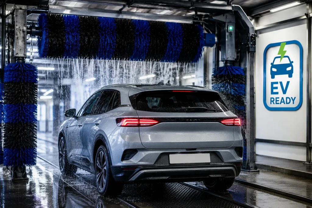 Electric Car Through a Car Wash